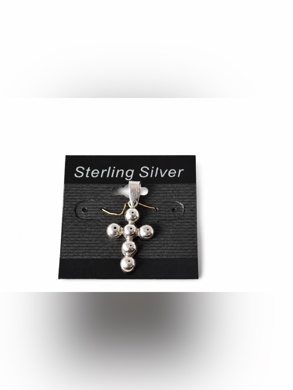 NEW Y2K Sterling Silver Reflective Bubble Cross Pendant Signed Modern Minimalist